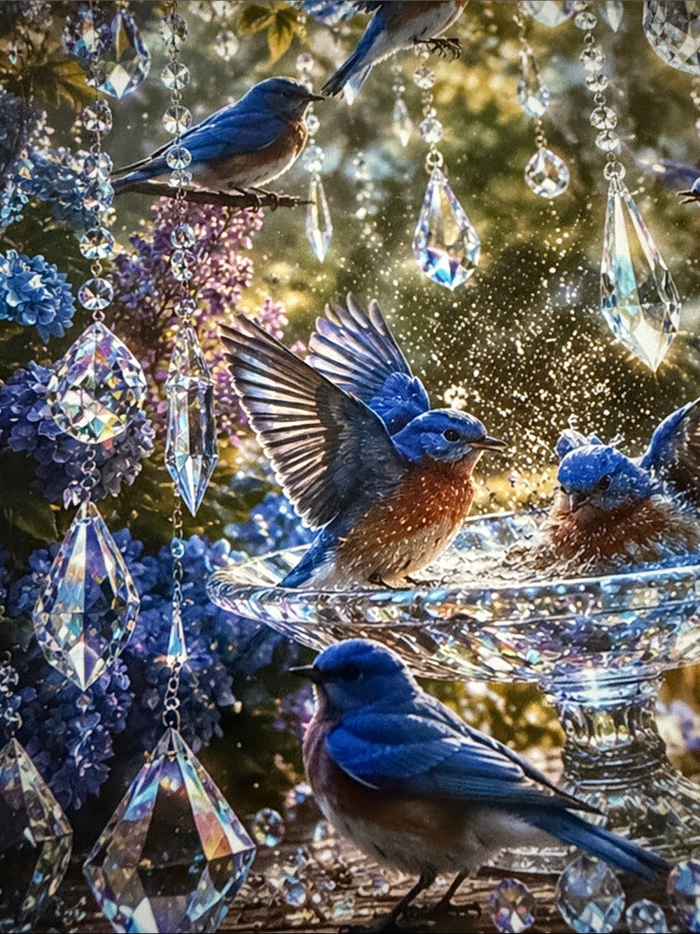 The Bluebird Crystal Garden by Luna Bloom Studios 8x10 Print